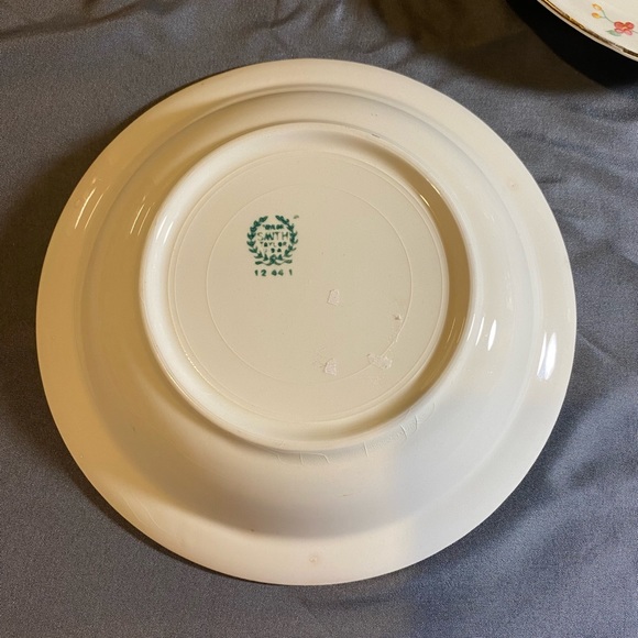 Taylor Smith Taylor USA 8” Pair of Floral Shallow Bowl Fruit Bowls Dessert TST3 - Picture 6 of 8